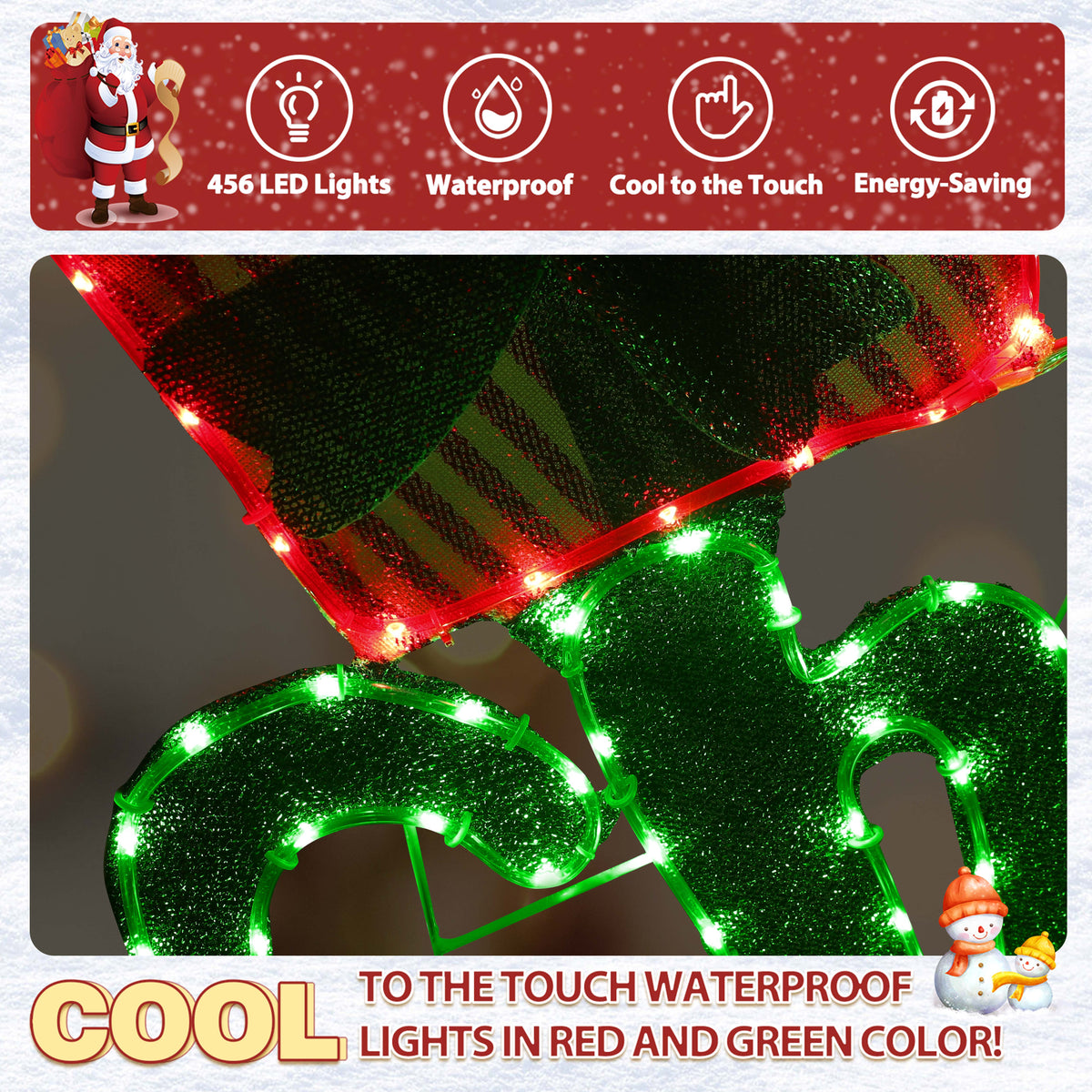 VEIKOUS 6ft Merry Christmas Sign, Lighted Xmas Decorations Indoor & Outdoor W/5-Meter Power Cord for Holiday Backyard Party