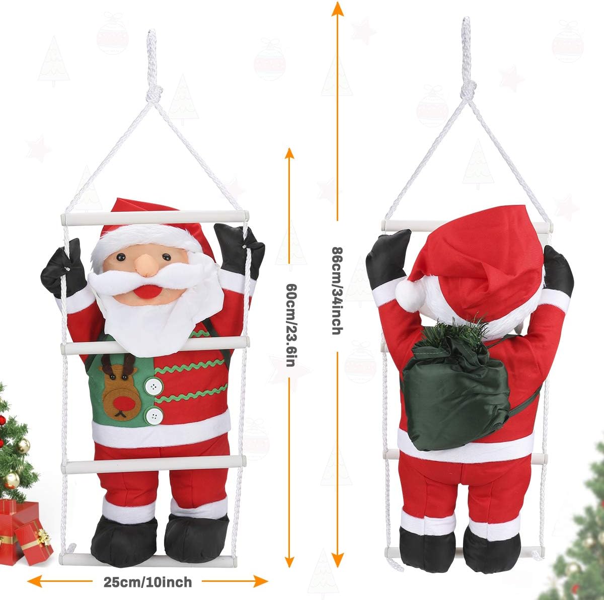 Inadays Christmas Decorations Indoor Holiday Decor XMas Christmas Tree Decorations Hanging Ornaments Decor Santa Swing