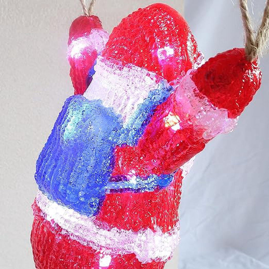 Fuchsun LED Acrylic Santa Claus with Parachute LED Hanging Lights with Timer for Window Living Room Garden Christmas Decoration Indoor Outdoor Holiday Display