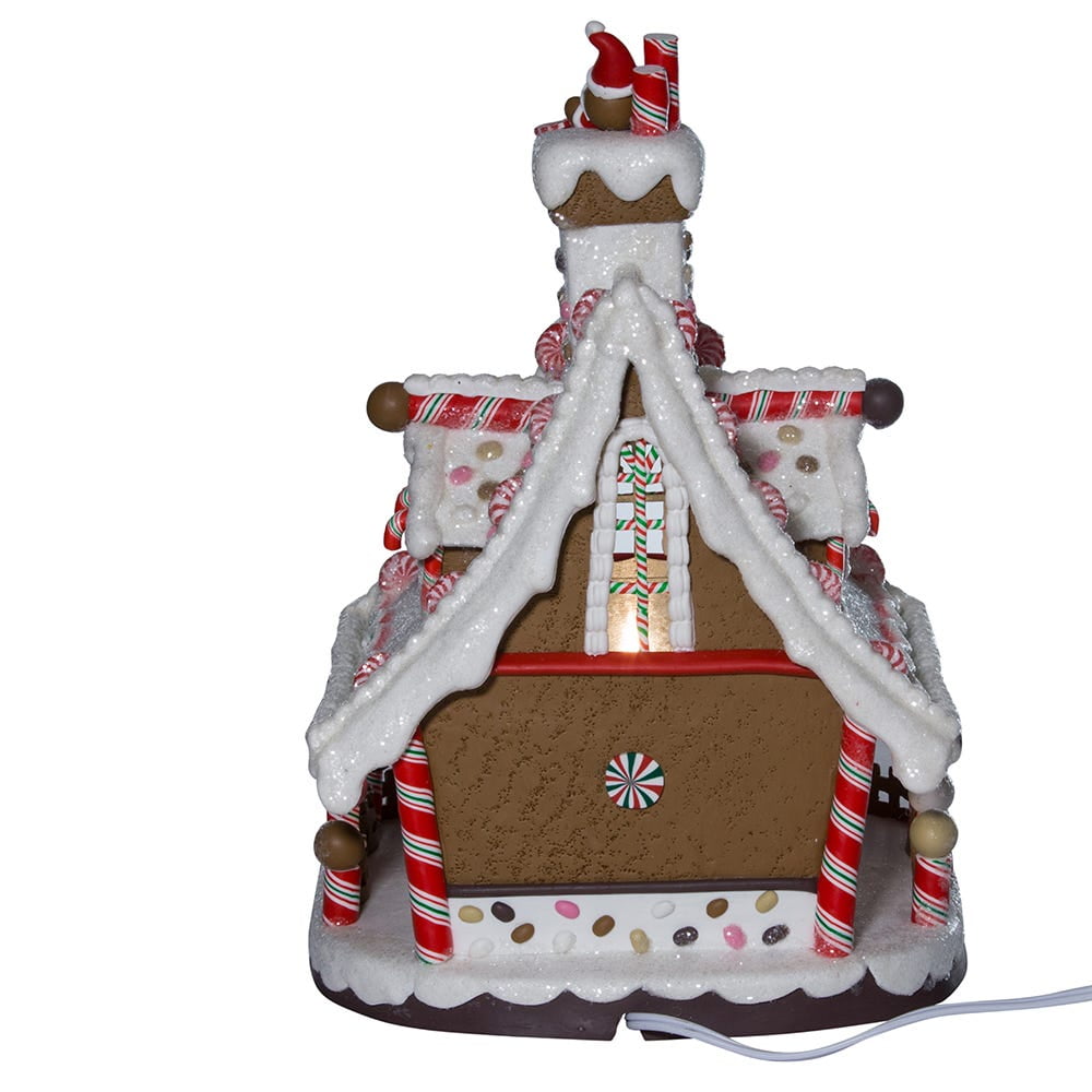 Kurt Adler Lighted Christmas Clay Gingerbread House Decoration, 12"