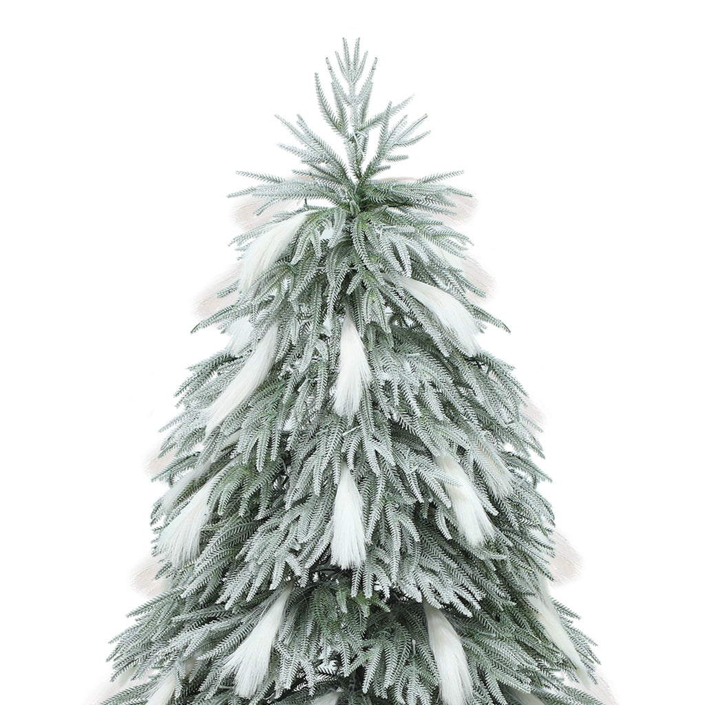 Dextrus 6ft Pre-Lit Flocked Natural Drooping Pampas Christmas Tree with 30 Feathers,Holiday Decoration Christmas Tree with 355 Branch Tips and 400 Lights, for Home, Office, and Party Decor