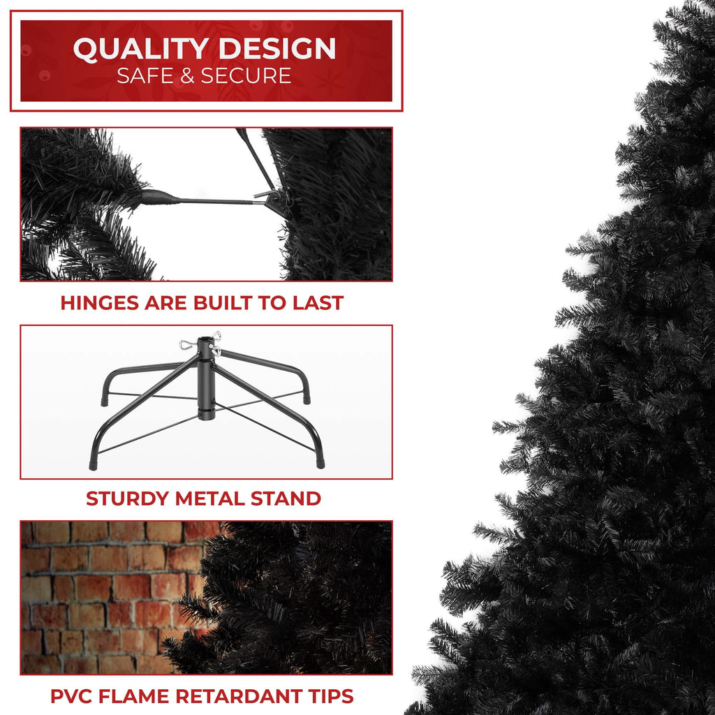 6FT Black Spruce Artificial Holiday Christmas Tree with Sturdy Metal Stand