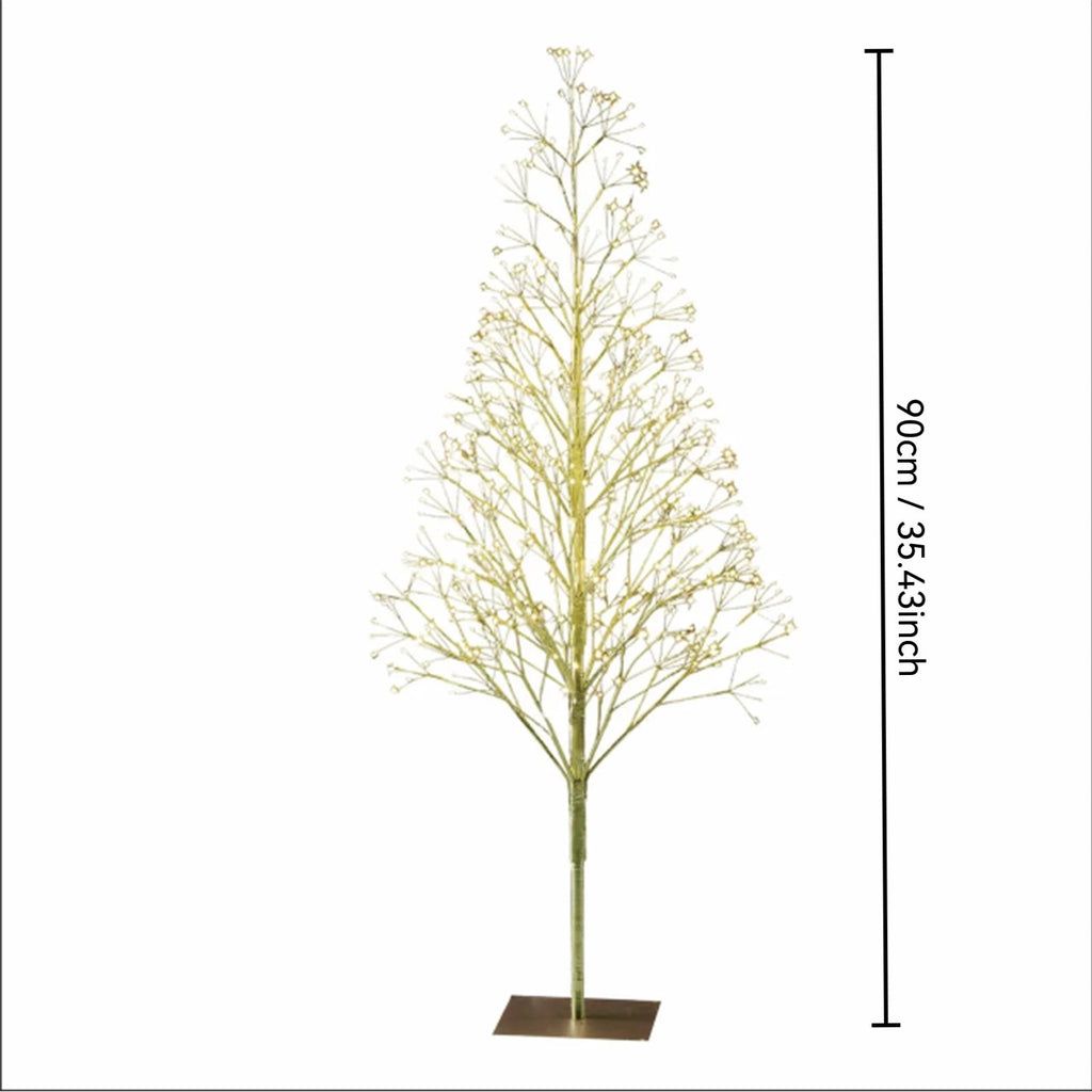 Rewenti Christmas Decorations Pre-Lit Starbursts Gold Artificial Christmas Tree with Warm White Twinkling LED Lights