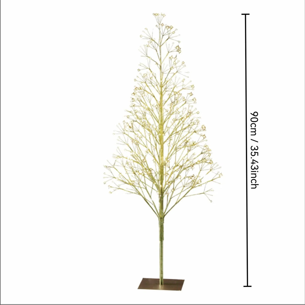 Rewenti Christmas Decorations Pre-Lit Starbursts Gold Artificial Christmas Tree with Warm White Twinkling LED Lights
