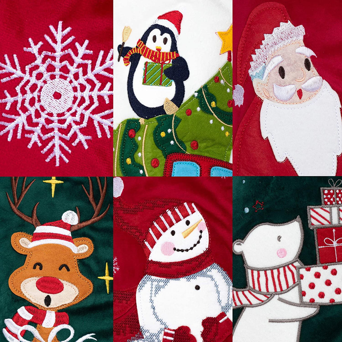 GEX 2025 21" Luxury Velvet Embroidery Pattern Christmas Stockings for Family Classic Fireplace Decorations Hanging Ornament for Xmas Holiday Party Set of 6