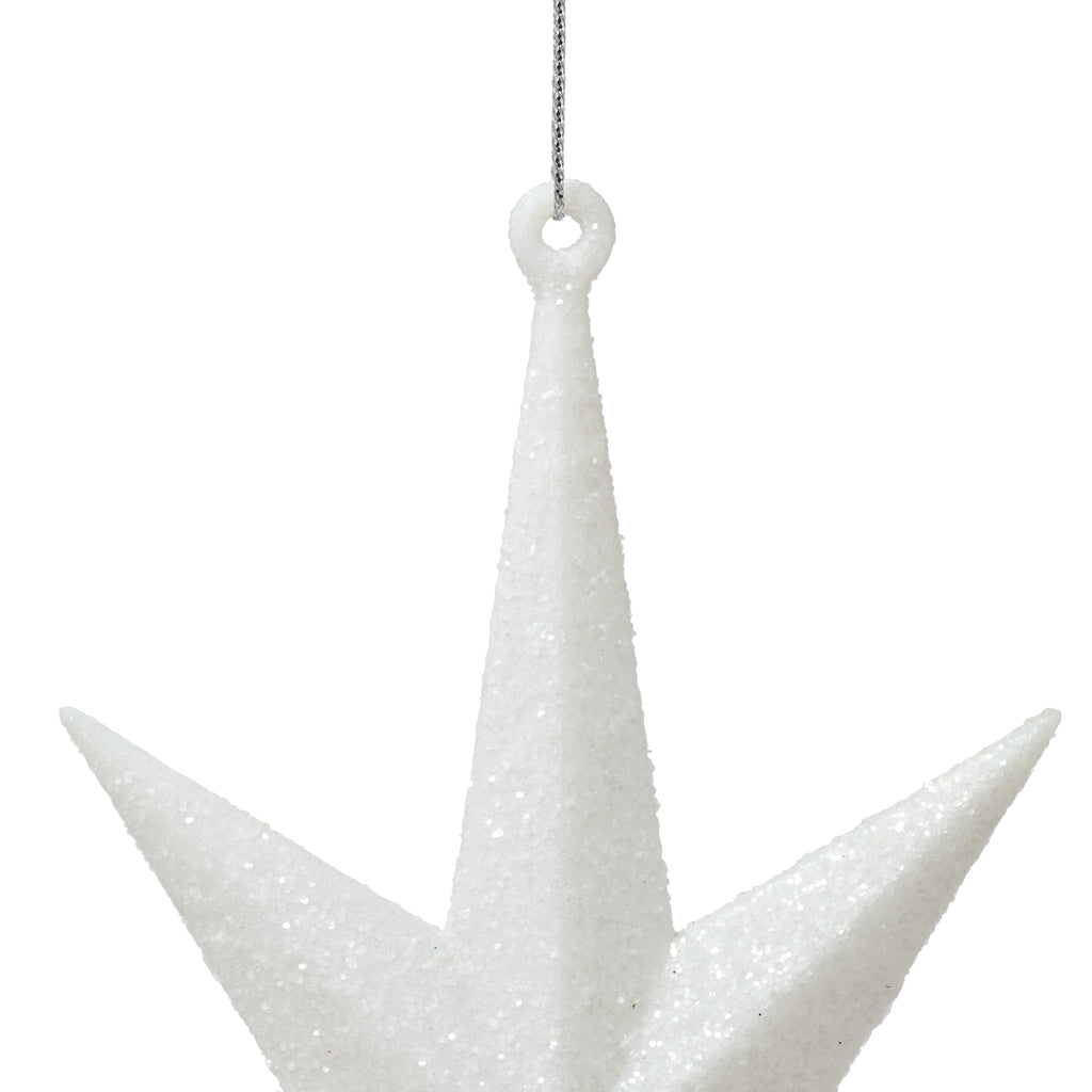 Vickerman 8" White Iridescent Glitter Bethlehem Star Christmas Ornament, 4 per Box
