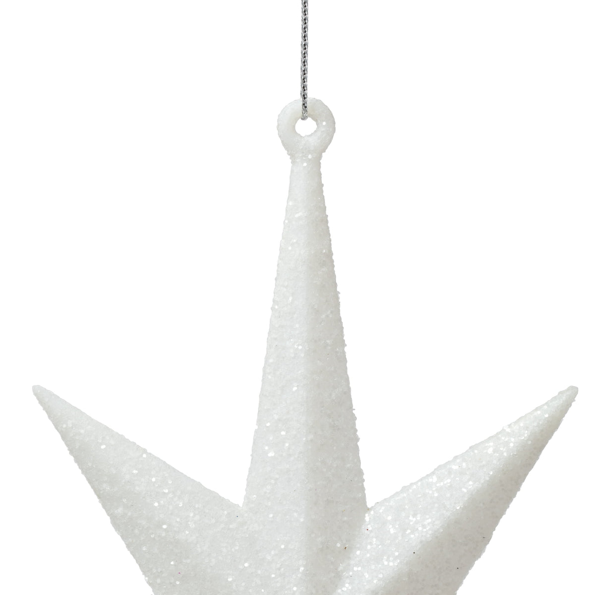 Vickerman 8" White Iridescent Glitter Bethlehem Star Christmas Ornament, 4 per Box