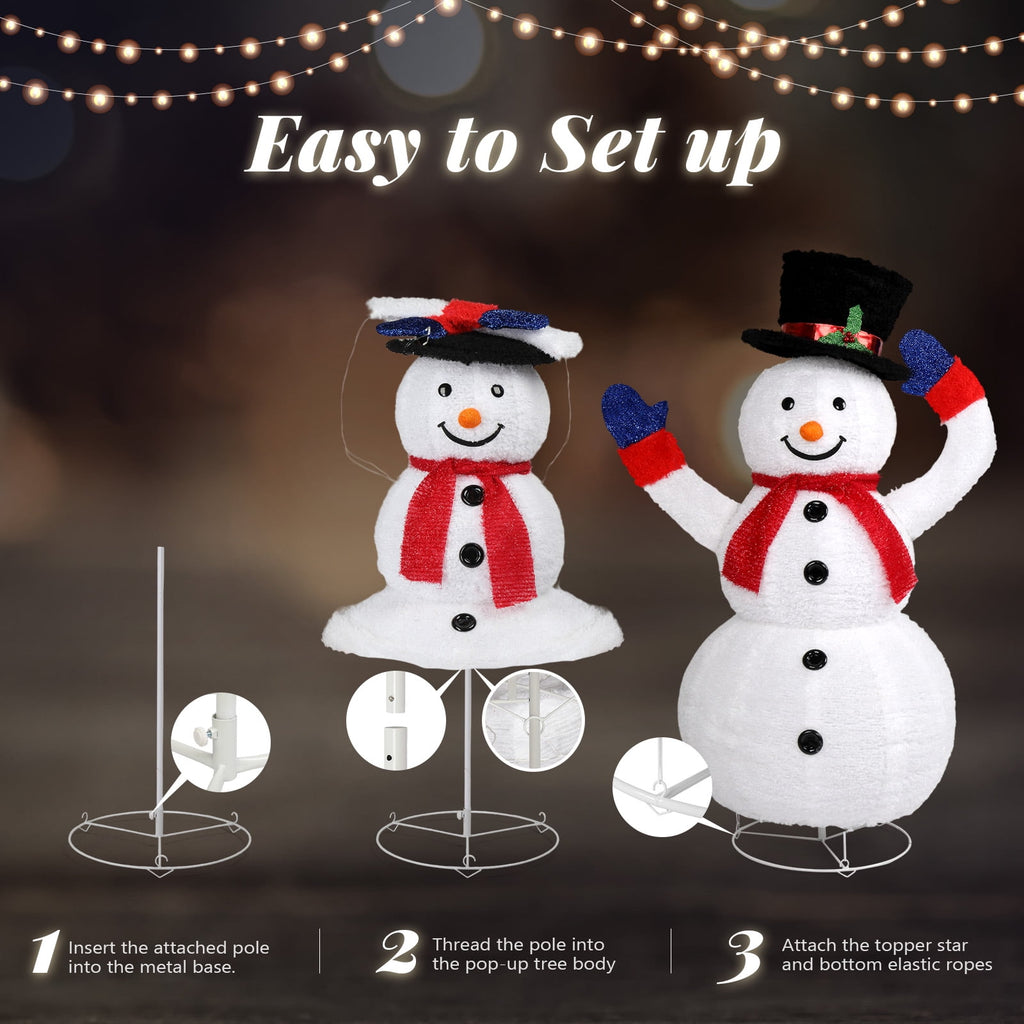 UBesGoo 4ft Lighted Pop-Up Snowman, Christmas Outdoor Decor Holiday Decoration w/ 120 LED Lights, Moving Hat