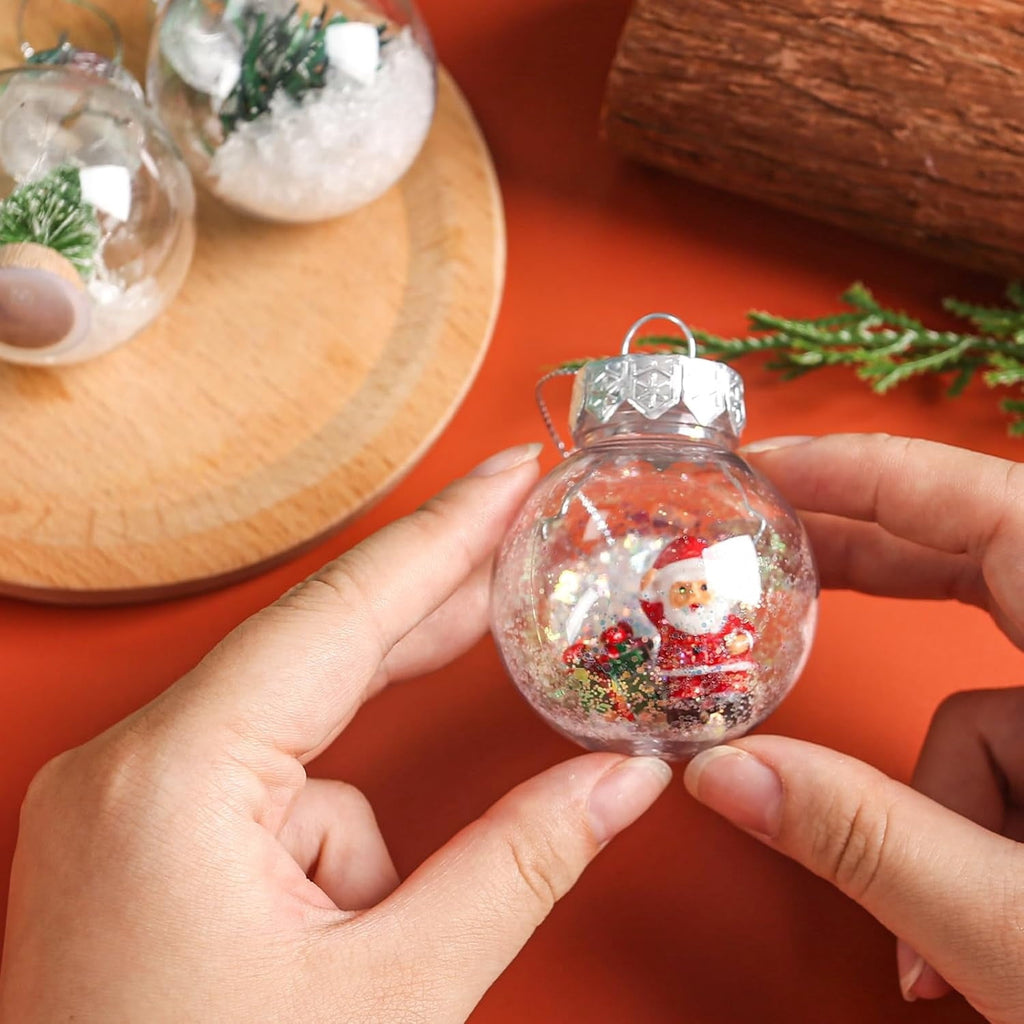 36 Pcs Clear Fillable Christmas Ornaments 2.36 inch Plastic Hanging Ornament Balls Transparent Shatterproof Xmas Decorative Balls Removable Top Round Balls for Christmas Tree Wedding Decor (60 mm)