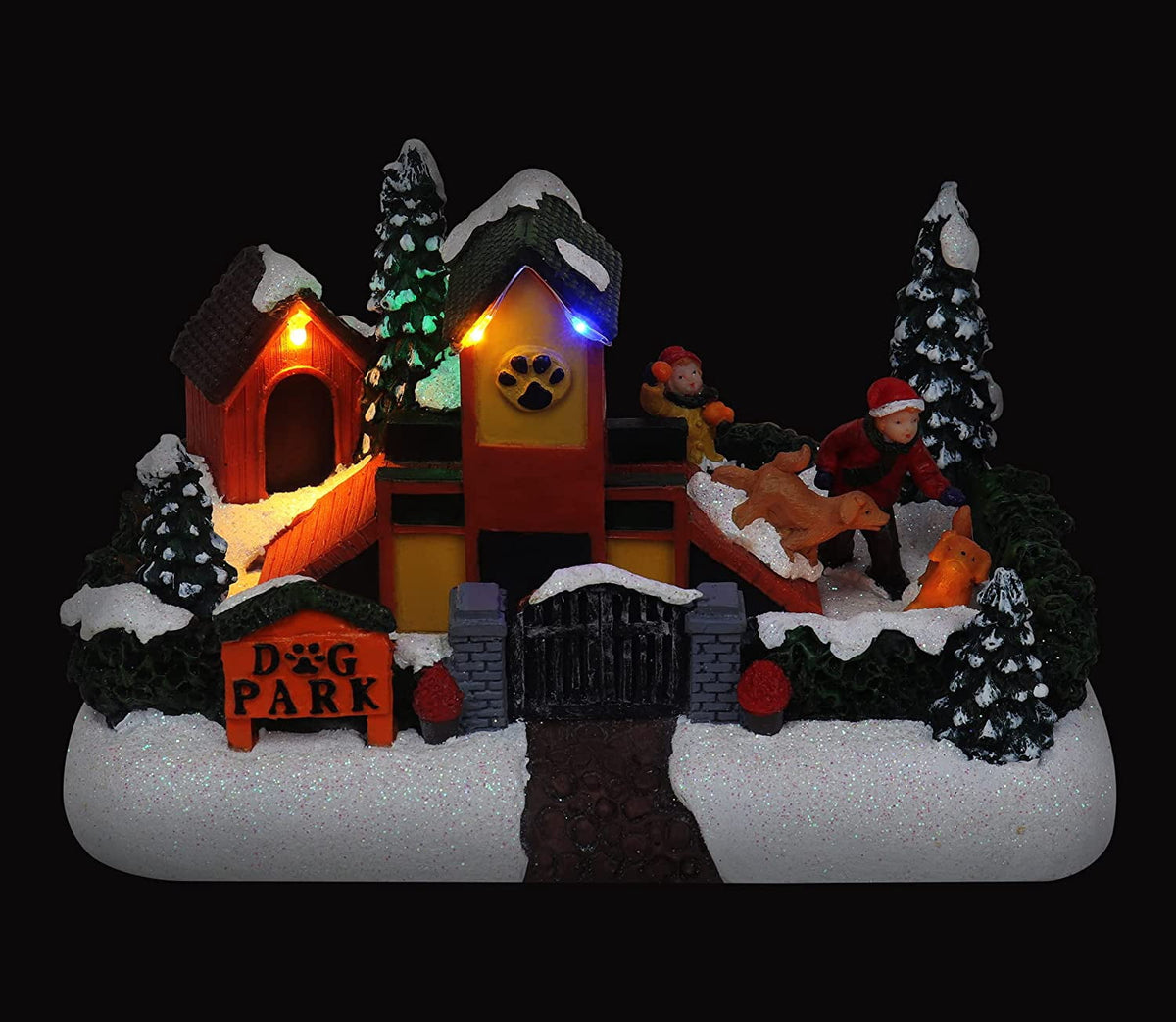 Christmas Dog Park Tabletop Display LED Lighted Christmas Village Perfect Addition to Your Christmas Indoor Decorations & Holiday Collections