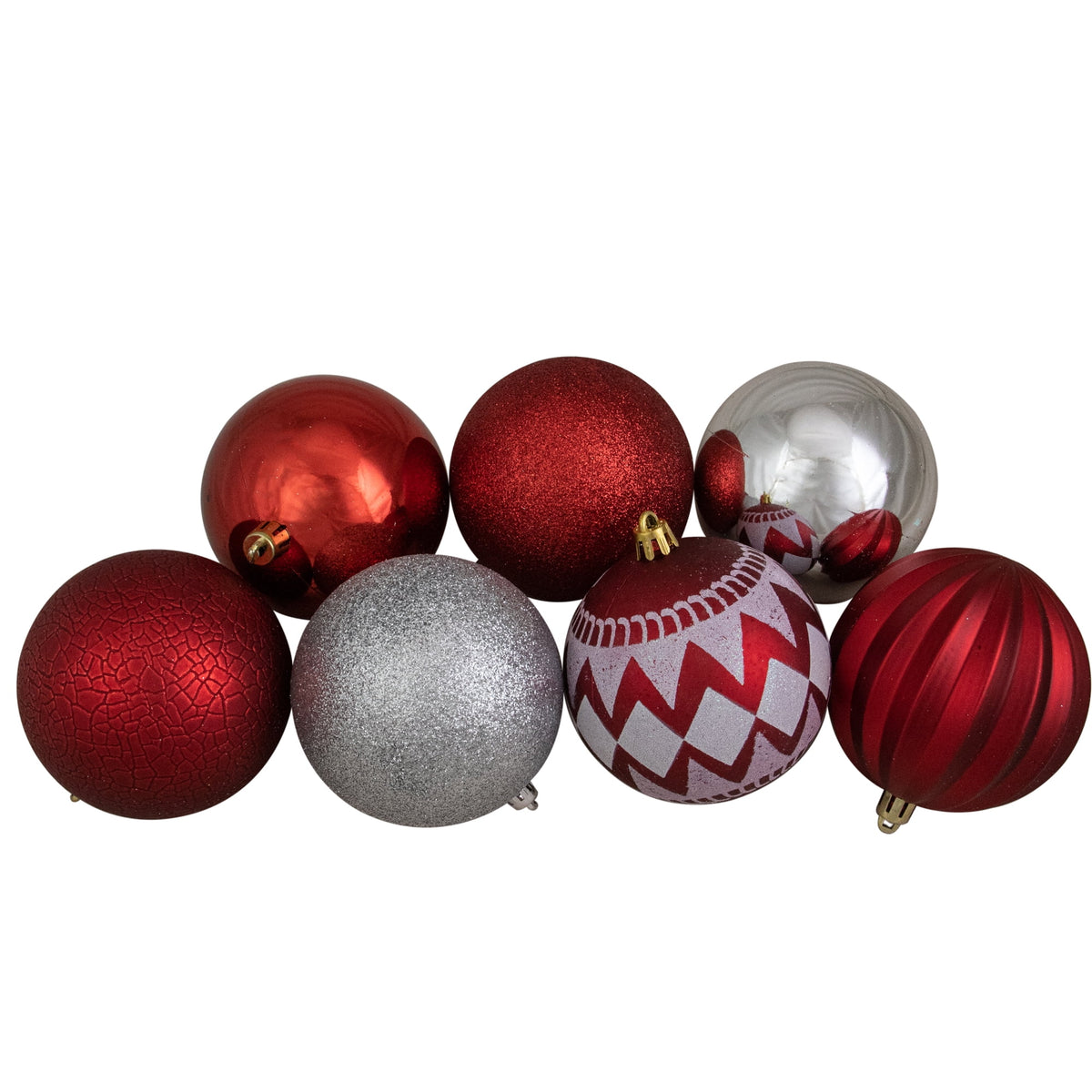 Northlight Shatterproof 3-Finish Christmas Ball and Finial Ornaments - Red and Silver - 75ct