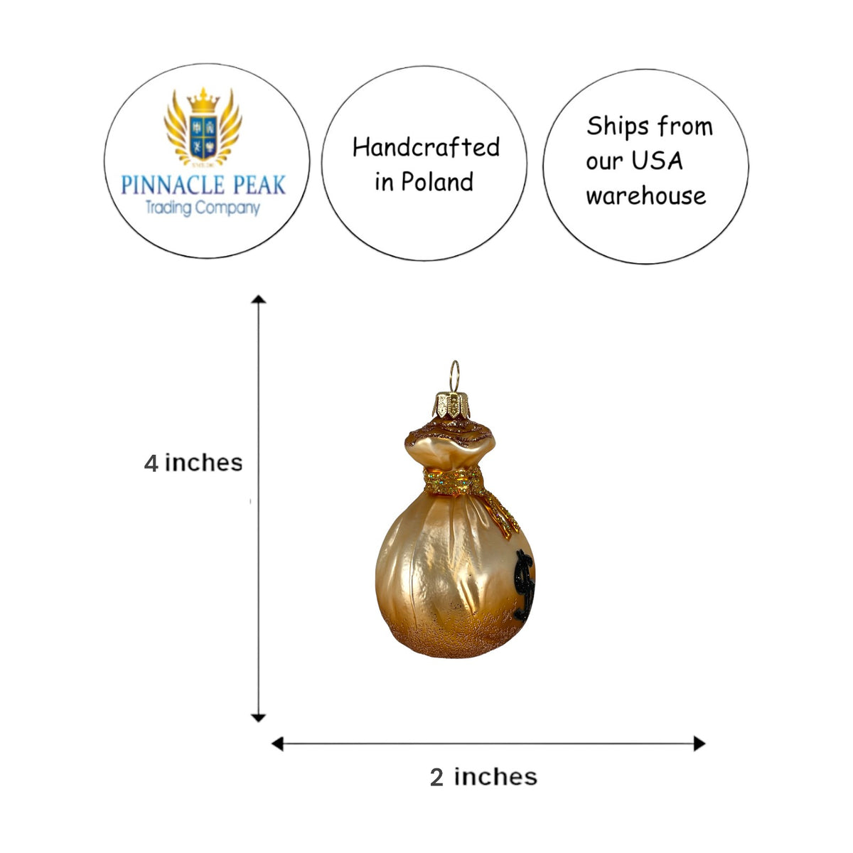 Bag of Money Polish Mouth Blown Glass Christmas Ornament Tree Decoration