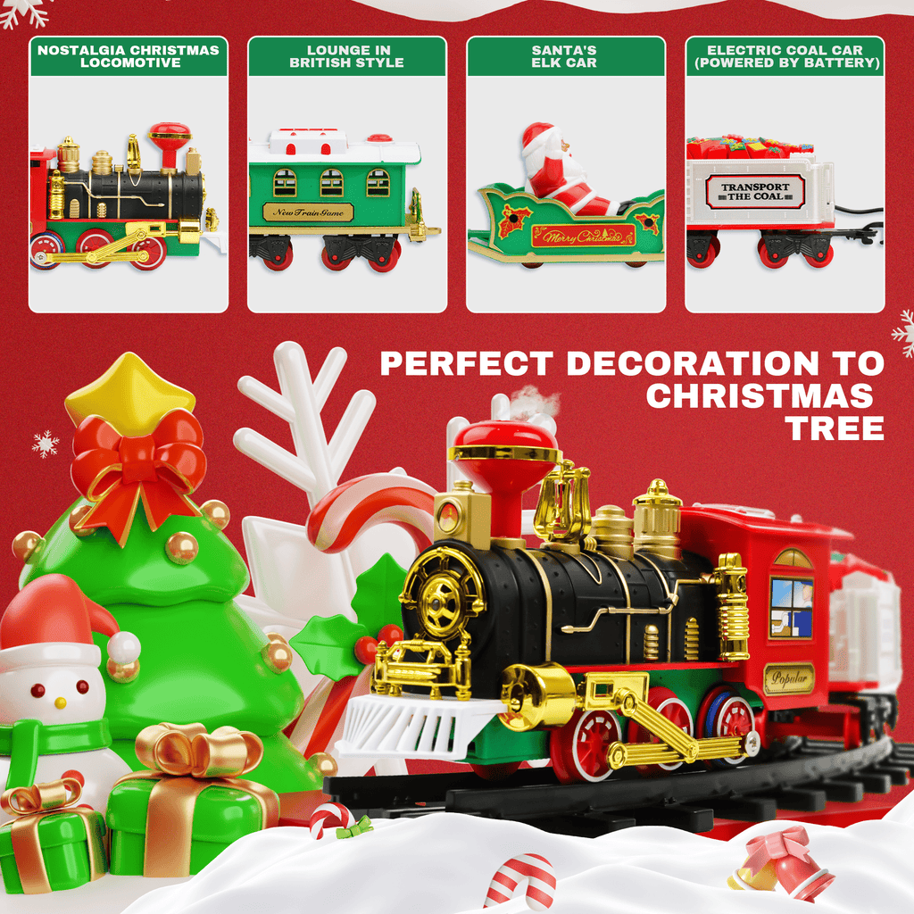 YCFUN Christmas Tree Train Set, Electric Hanging Train Toy with Light & Sound, Battery Operated Christmas Train Decoration