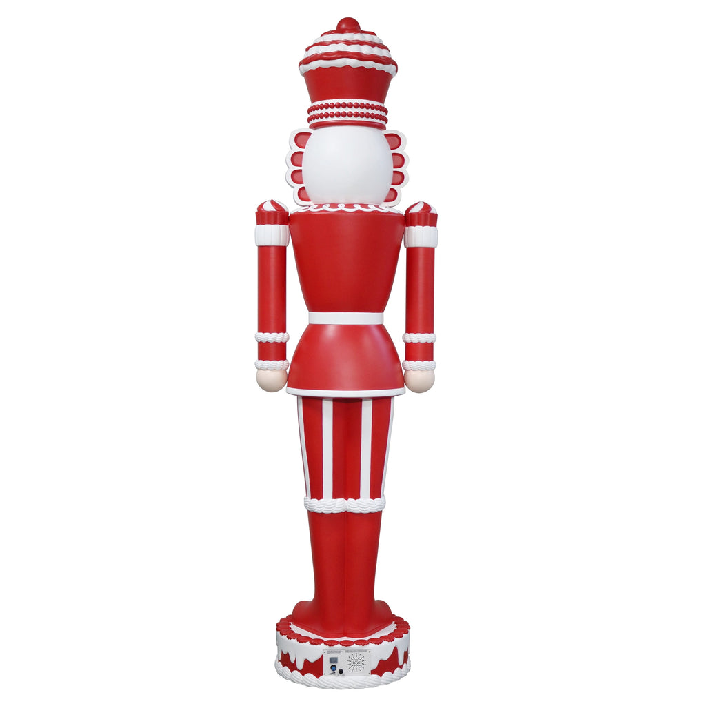 Lighted Blow Mold Candy Nutcracker Indoor/Outdoor Christmas Decoration, Red and White, 72", by 