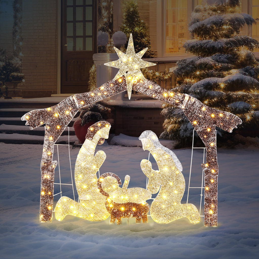 UBesGoo 6ft Light-Up Nativity Scene Christmas Decoration Nativity Christmas Outdoor Decor