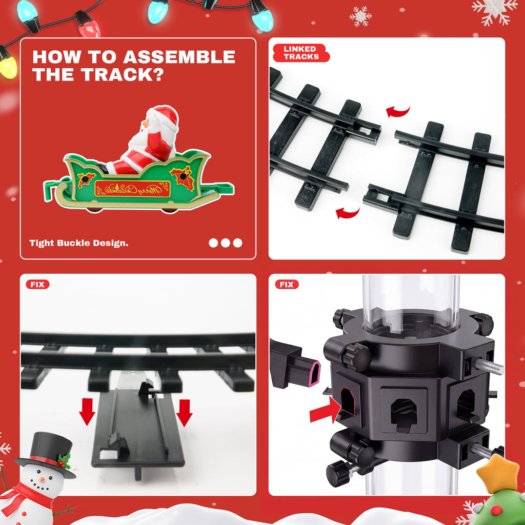 YCFUN Christmas Tree Train Set, Electric Hanging Train Toy with Light & Sound, Battery Operated Christmas Train Decoration