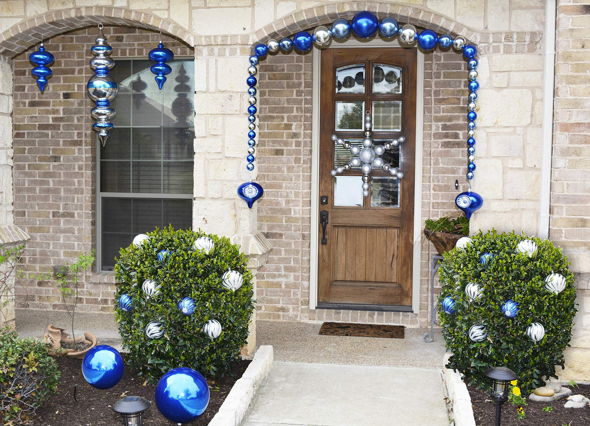 Christmas By Krebs Ornament, Large Commercial Grade Indoor and Outdoor Shatterproof Plastic, UV and Water Resistant Ball Ornament Decorations (Shiny Azure Blue, 10 inch (250mm))