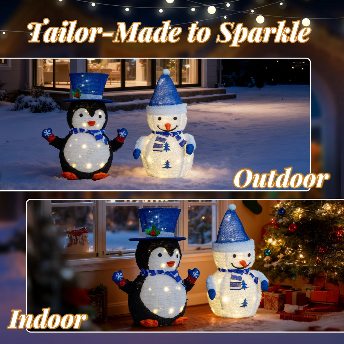 Ktaxon Snowman Christmas Lighted Penguin Outdoor Decoration for Holiday Lawn Garden Party
