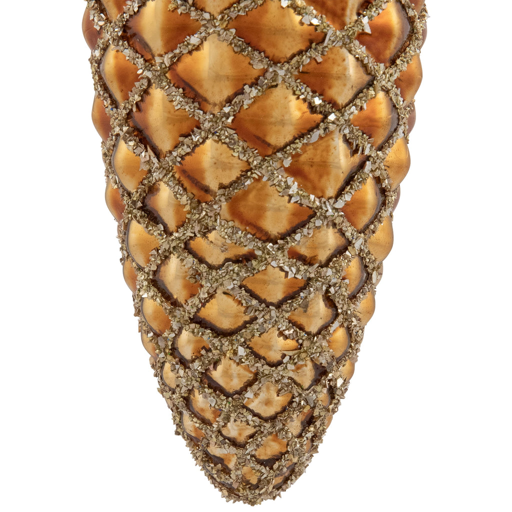 Northlight Glittered Pine Cone Glass Christmas Ornaments - 5" - Brown - Set of 4