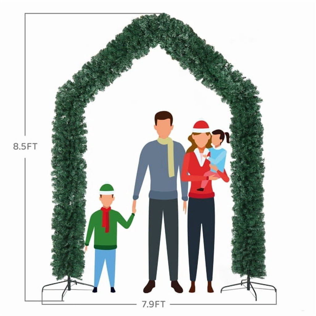 PVC Christmas Arch Decoration, 1650 Branches, Steel Brackets for Stability, Realistic Green Design, Reusable for Christmas/Wedding/Party