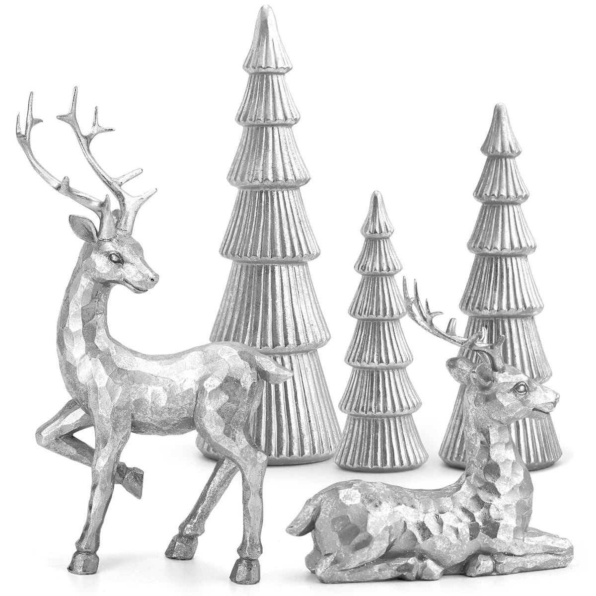 Merriva™ 5PCS Tree and Reindeer Decoration, Christmas Tree Reindeer Figurines