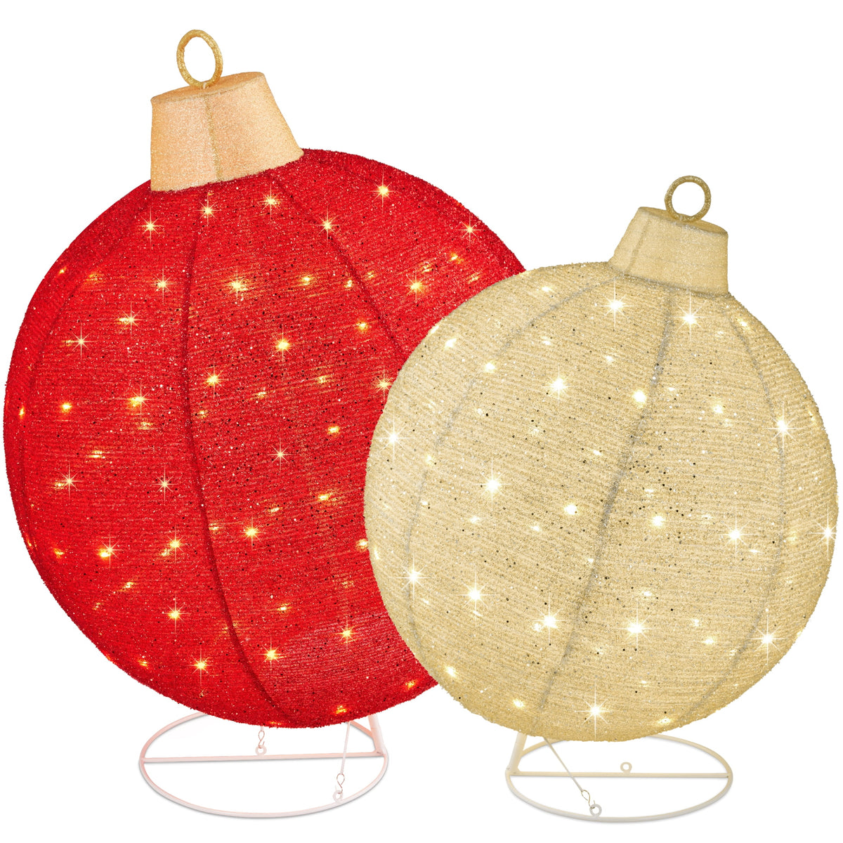 Merriva™ 2pc Lighted Pop-Up Christmas Ornaments Outdoor Holiday Decoration w/ 180 LED Lights - Red/Green