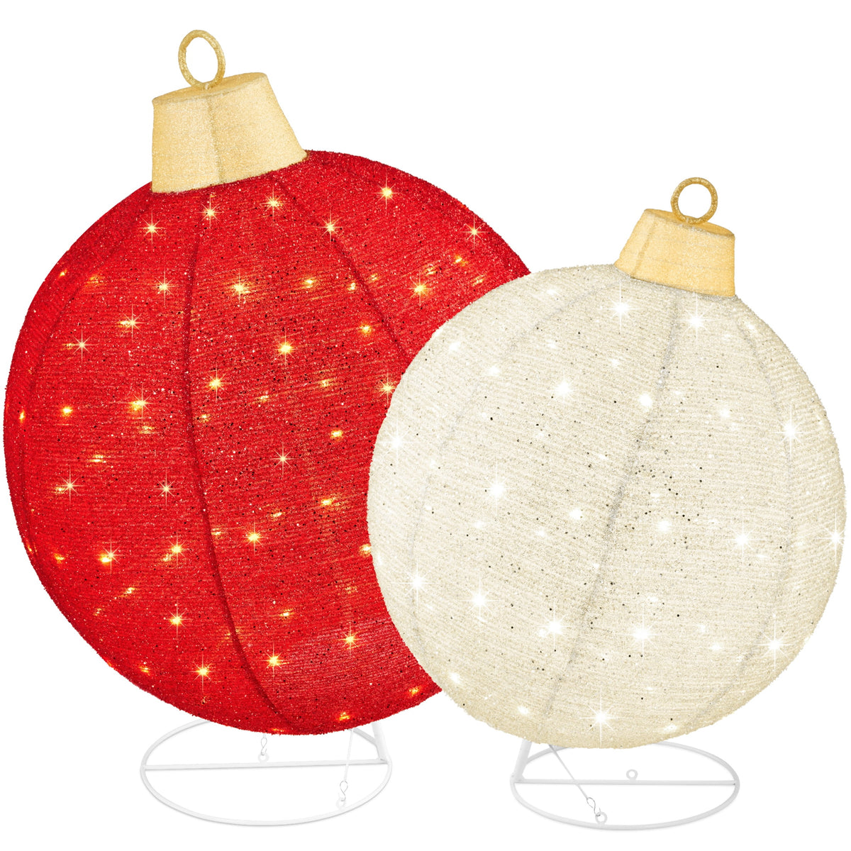 Merriva™ 2pc Lighted Pop-Up Christmas Ornaments Outdoor Holiday Decoration w/ 180 LED Lights - Red/Green