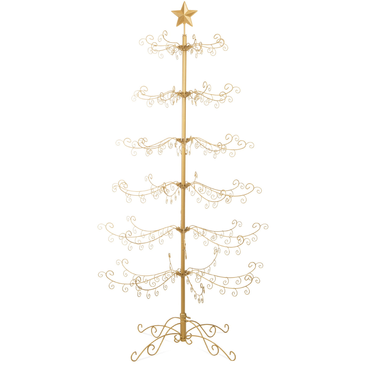 Merriva™ 6ft Wrought Iron Ornament Display Christmas Tree w/ Easy Assembly, Stand - Black