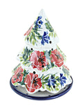 Blue Rose Polish Pottery Cherry Red Bouquet Christmas Tree Luminary