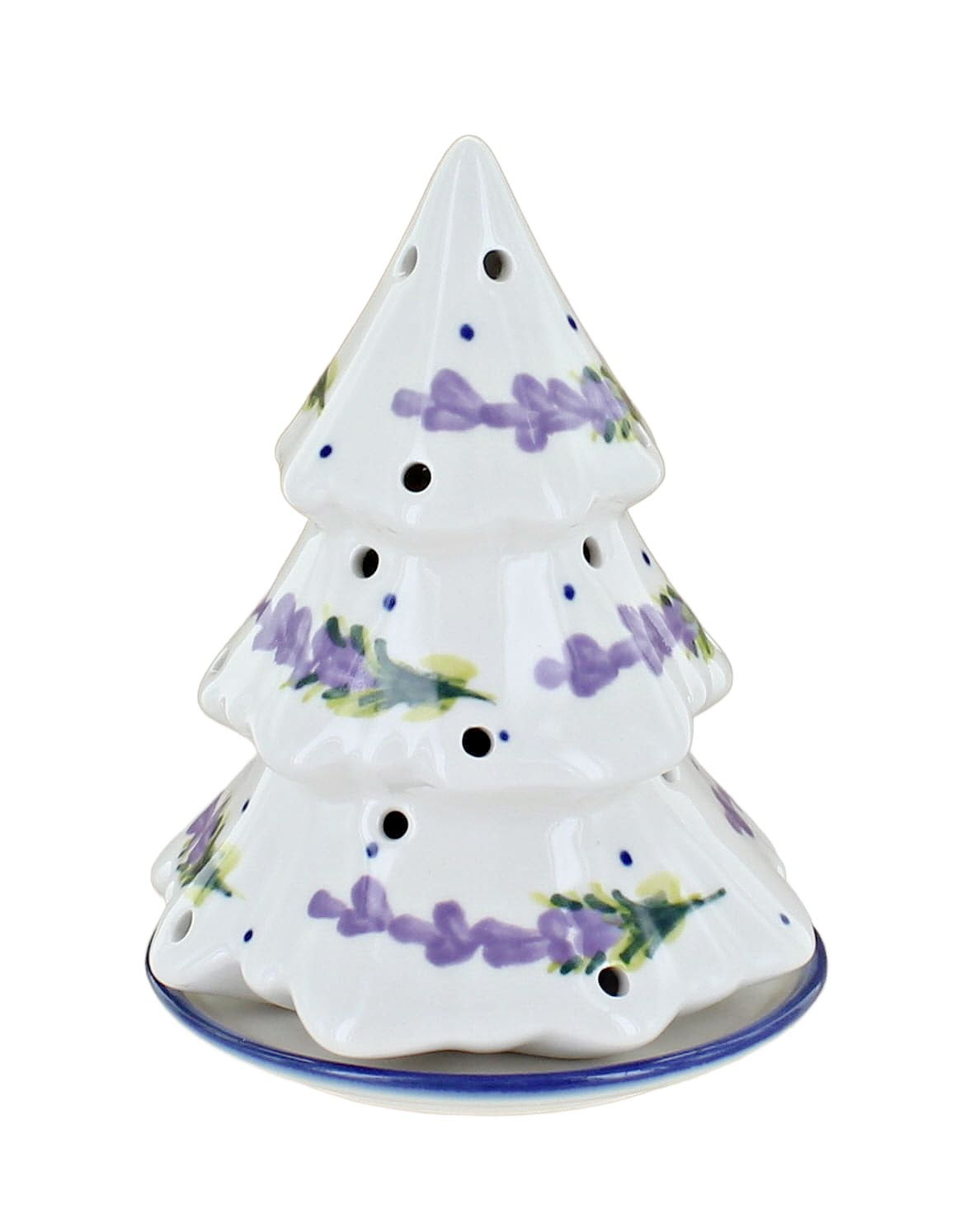 Merriva™ Blue Rose Polish Pottery Cherry Red Bouquet Christmas Tree Luminary