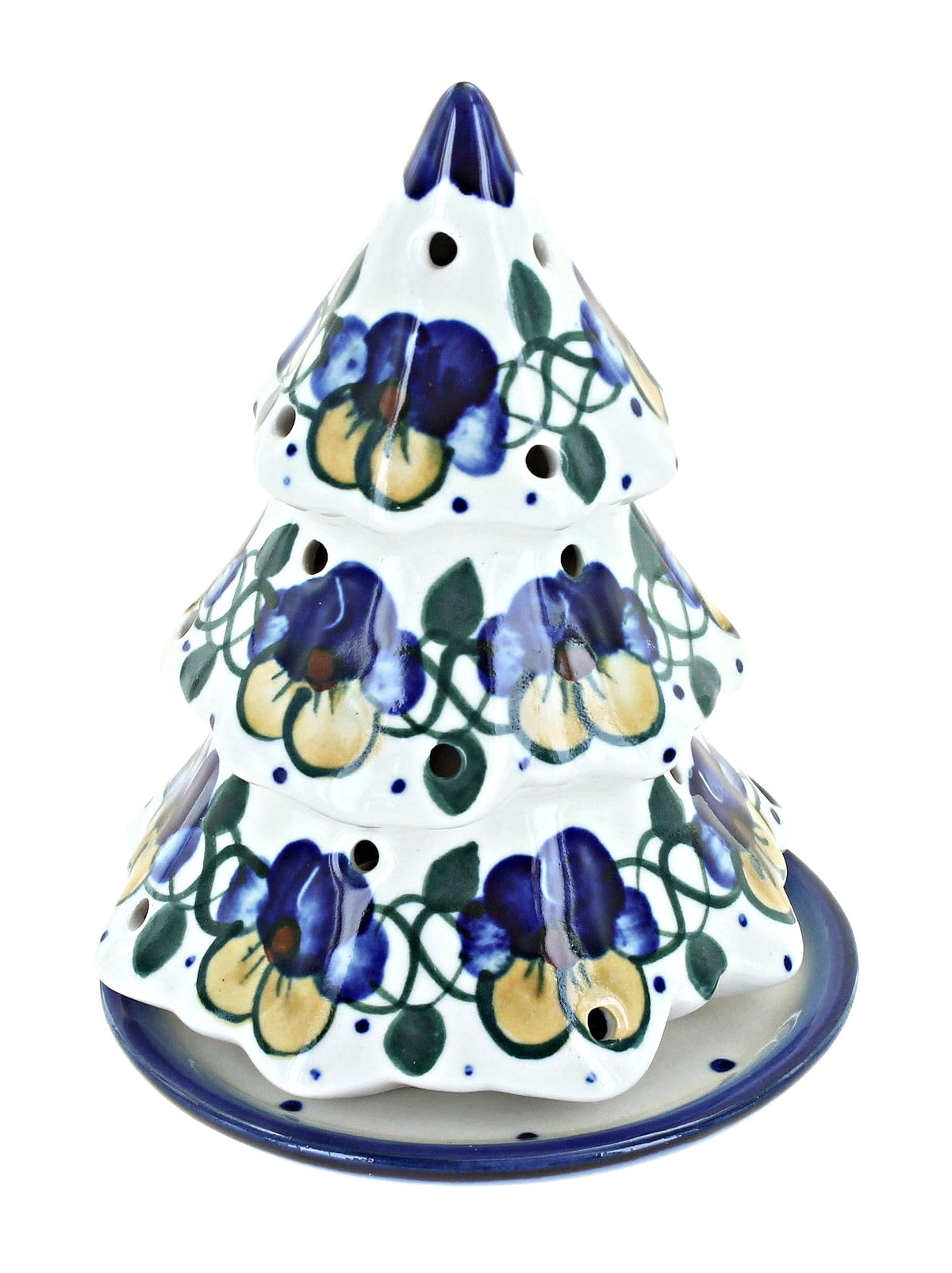 Merriva™ Blue Rose Polish Pottery Cherry Red Bouquet Christmas Tree Luminary