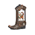 Roman 10 Inch H Lighted Swirl Boot Santa Riding Deer, Christmas Decoration