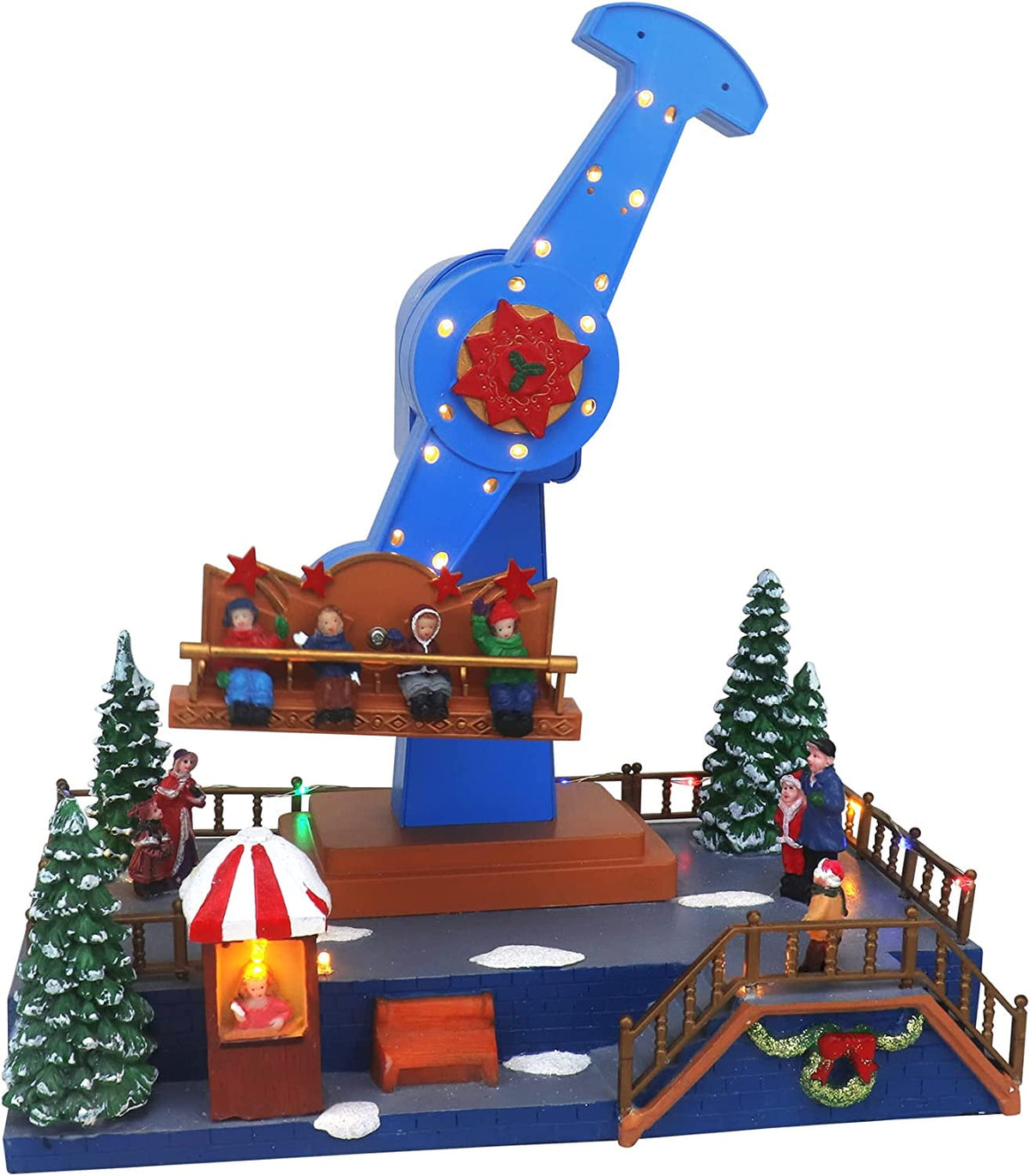 Carnival Pendulum Ride Display Animated Musical Christmas Village Perfect Addition to Your Christmas Indoor Decorations & Holiday Collections