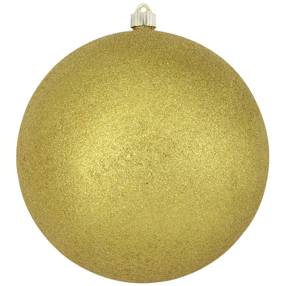 Christmas By Krebs Ornament, Commercial Grade Indoor and Outdoor Shatterproof Plastic, Water Resistant Ball Ornament Decorations (Gold Glitter, 10 inch (250mm))