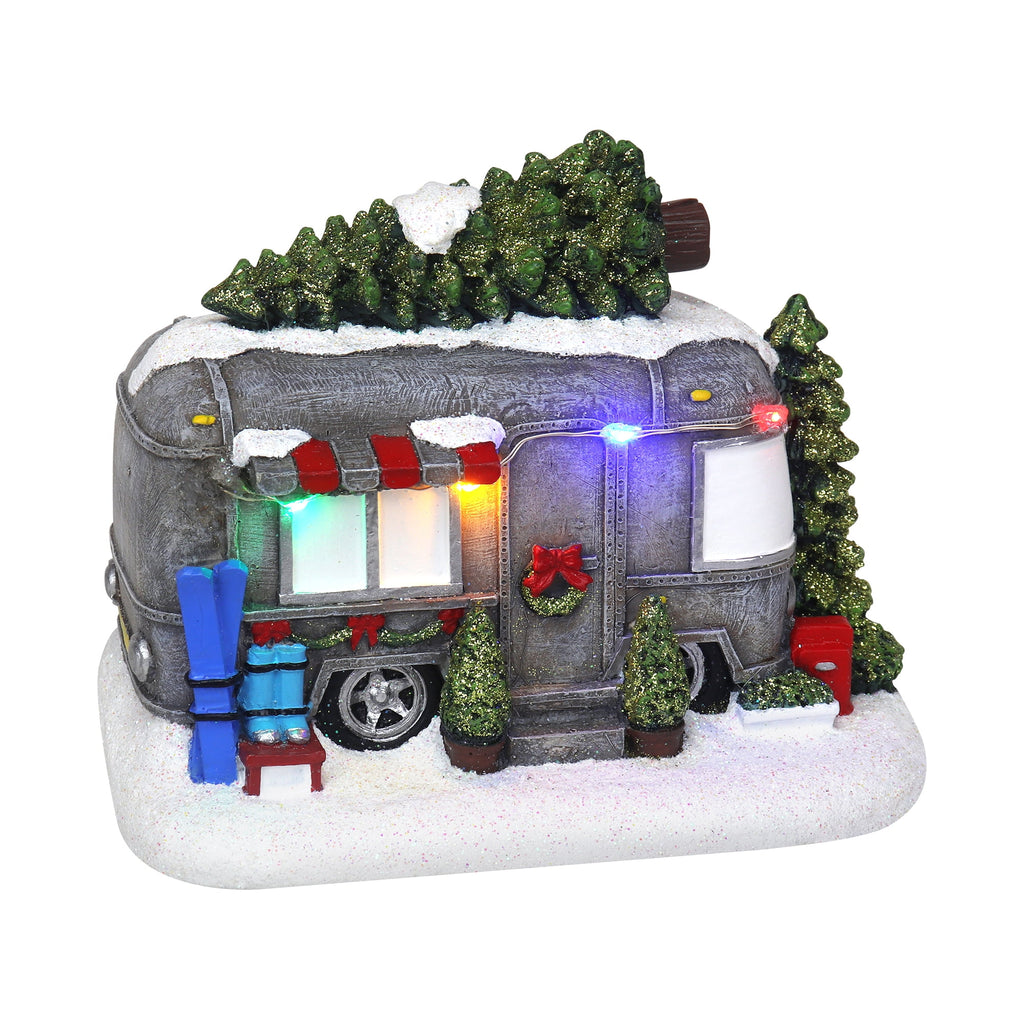 Christmas Village Tabletop RV Camper Pre-lit Winter Snow Village Perfect Addition to Your Christmas Indoor Home Decorations Great Centerpiece for Your Collection