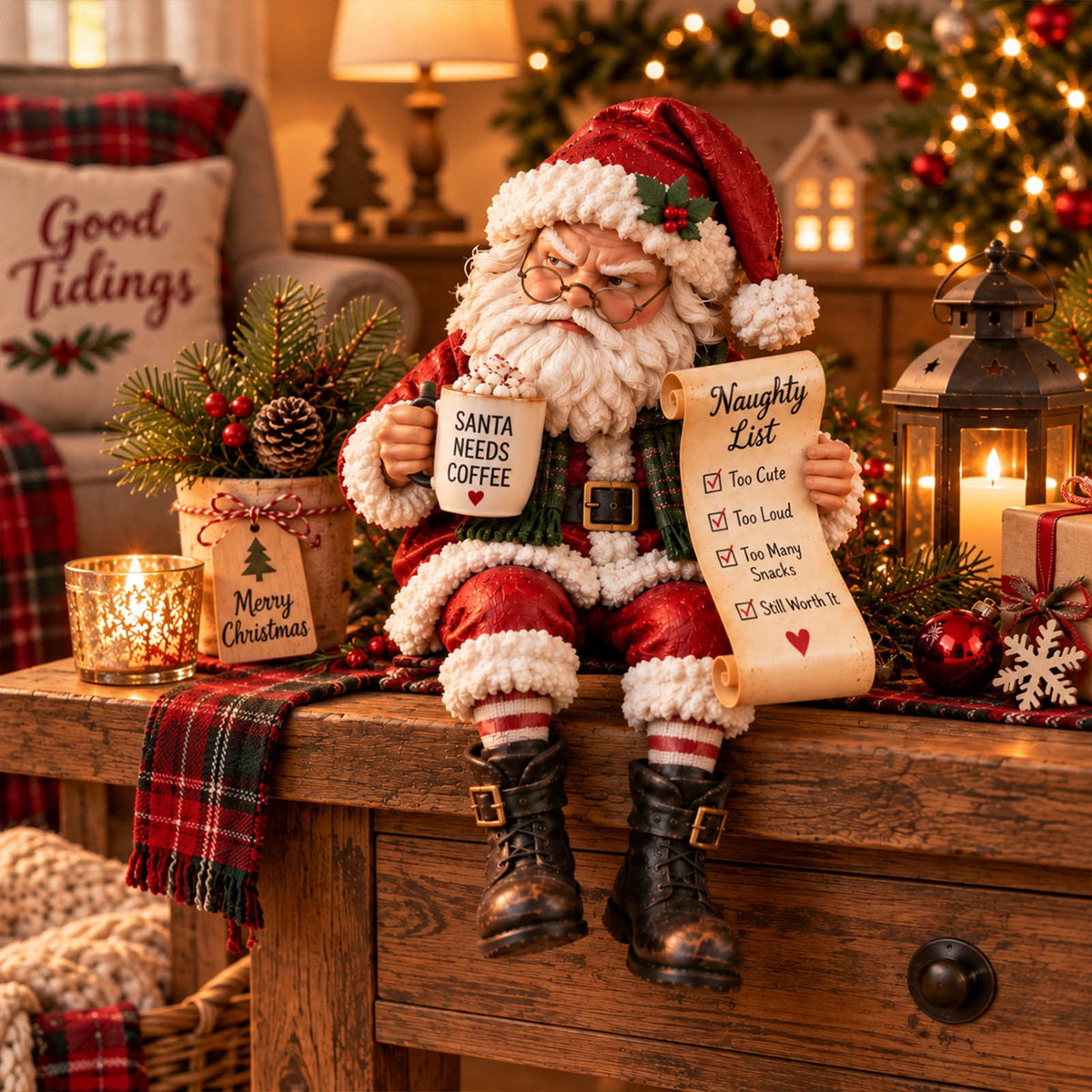 Merriva™ ! 8" Christmas Blow Molds Santa Candy Bowl, Christmas Decorations Indoor Outdoor