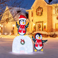 Costway Lighted Christmas Decoration Penguins Igloo 170 White LED Lights for Home Lawn