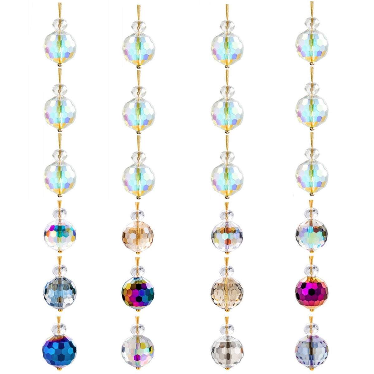Crystal Christmas Ornaments,24 Pcs Glass Prism Ball,Crystal Xmas Tree Ornaments,Hanging Ornament Ball for Xmas Tree Bridal Wedding Birthday Party Decor(12 White  12 Multi-color)