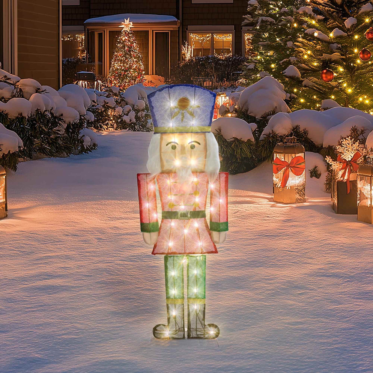 Merriva™ DEORAB Outdoor Christmas Lighted Snowman Decorations 2D 3-Piece Holiday Garden Lawn Yard Light-up Xmas Decor, 70LED Lights