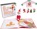 Elf On The Shelf Boy with Customizable Christmas Sweater Set - Blue Eyed Boy Elf w Book, Sweater, and Five Festive Holiday Outfit Decorations