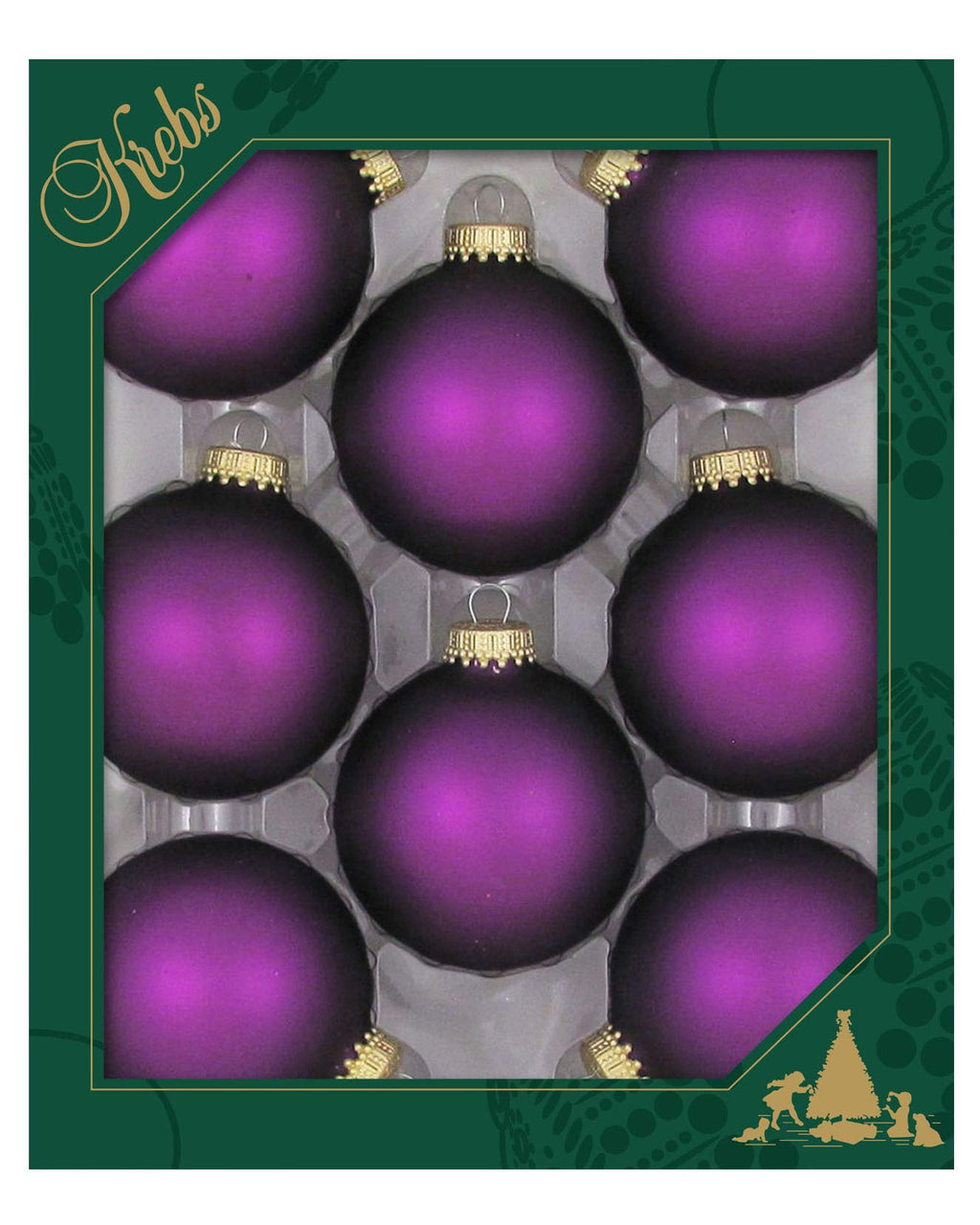 Christmas By Krebs Made in The USA Designer Seamless Glass Christmas Ball Ornaments, 2 5/8" (67mm), 8 Pieces