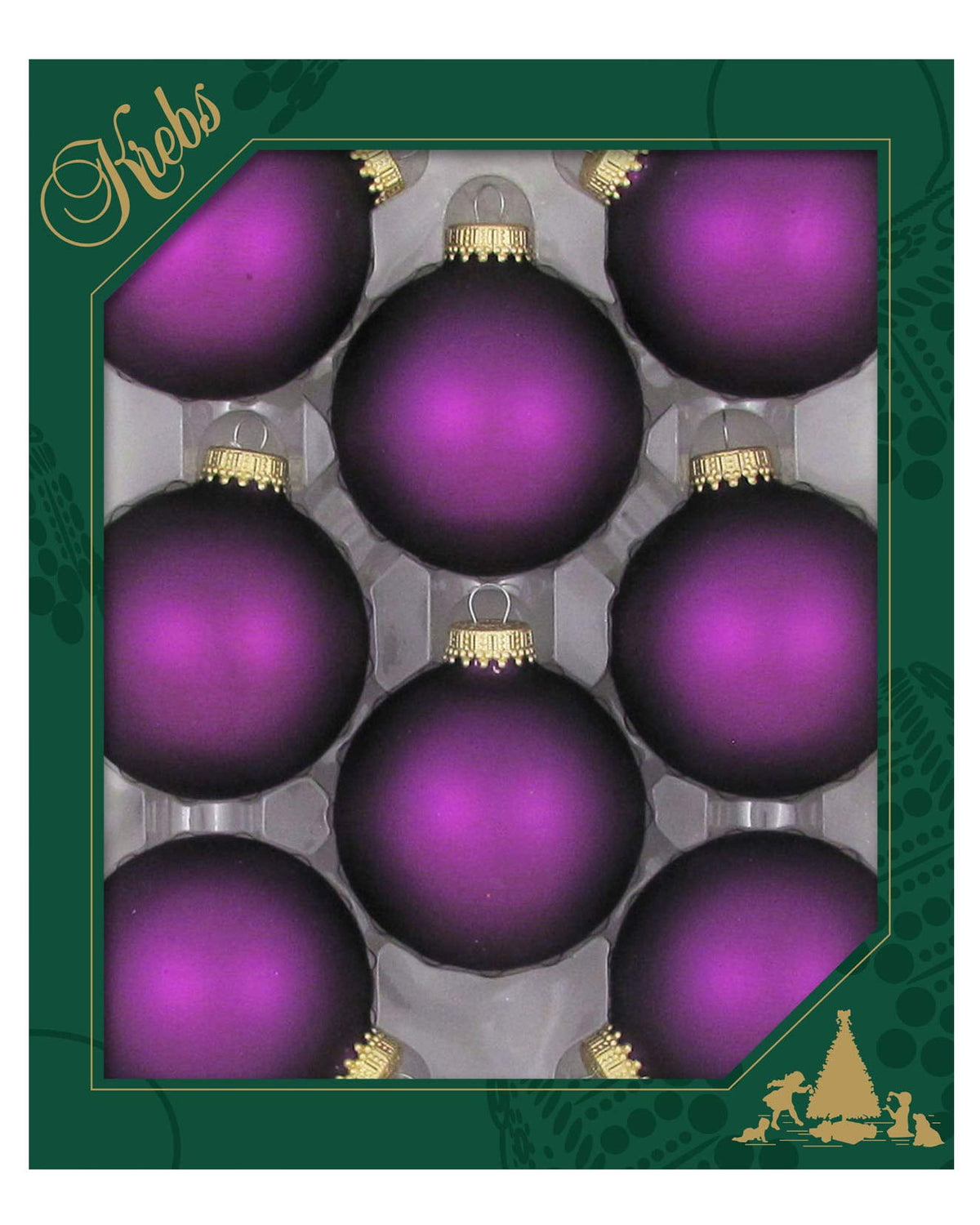 Christmas By Krebs Made in The USA Designer Seamless Glass Christmas Ball Ornaments, 2 5/8" (67mm), 8 Pieces