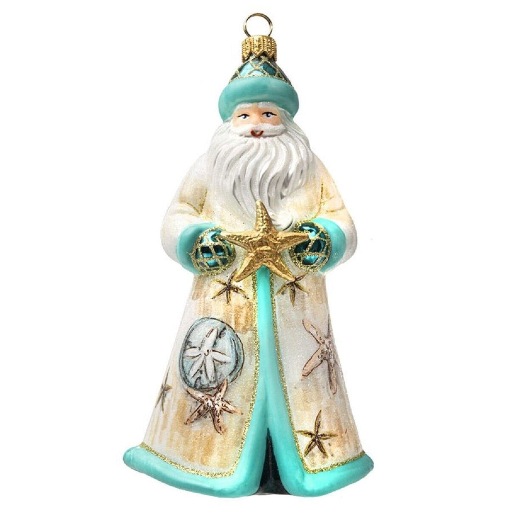 Glitterazzi Nautical Santa Polish Glass Christmas Ornament Santa Decoration