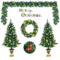 Gymax 4PCS Pre-Lit Artificial Christmas Decoration Set Holiday Decor w/ LED Lights