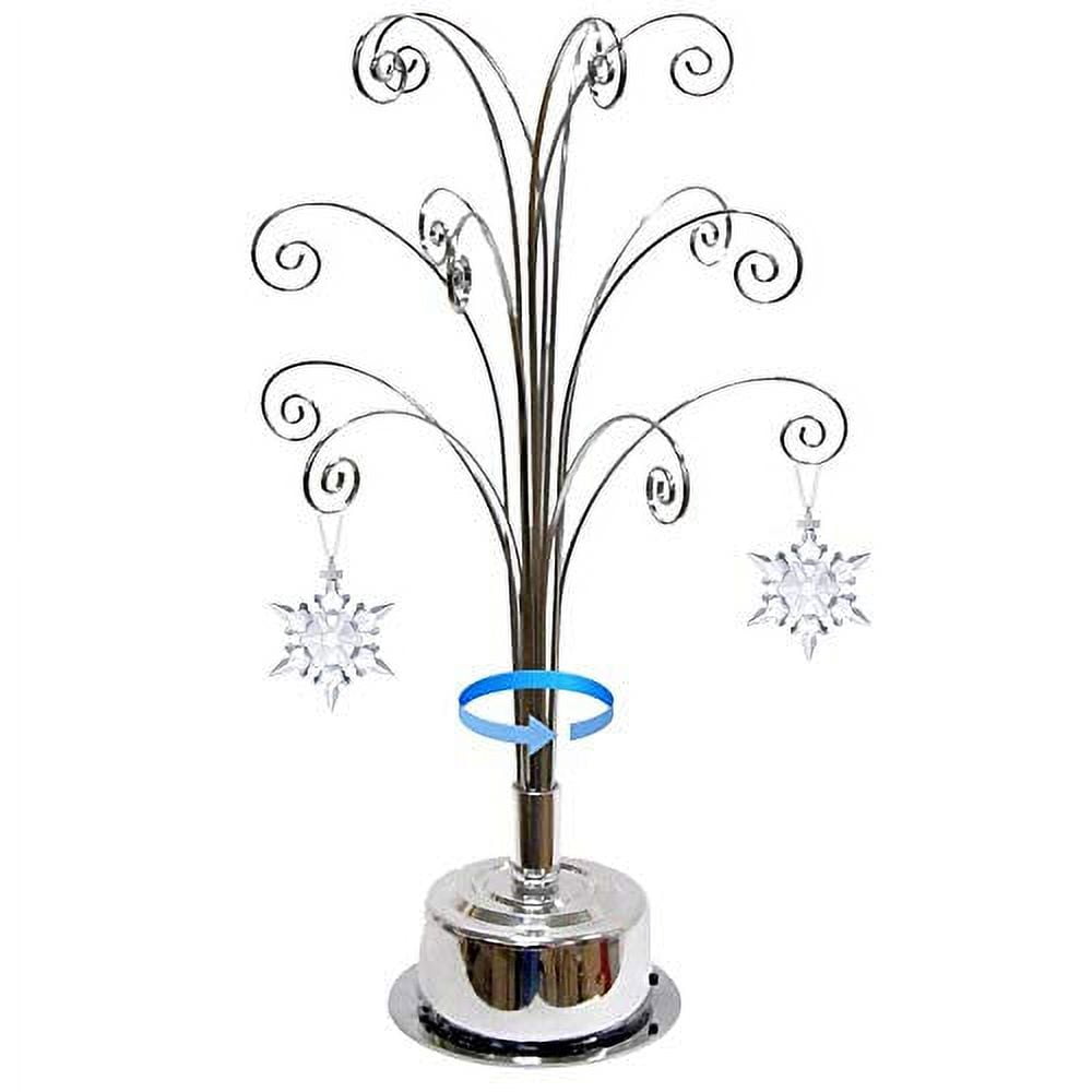 HOHIYA Ornament Display Tree Stand Rotating For Swarovski 2023 Ornament Christmas Annual Gift 16.75 Inch Silver