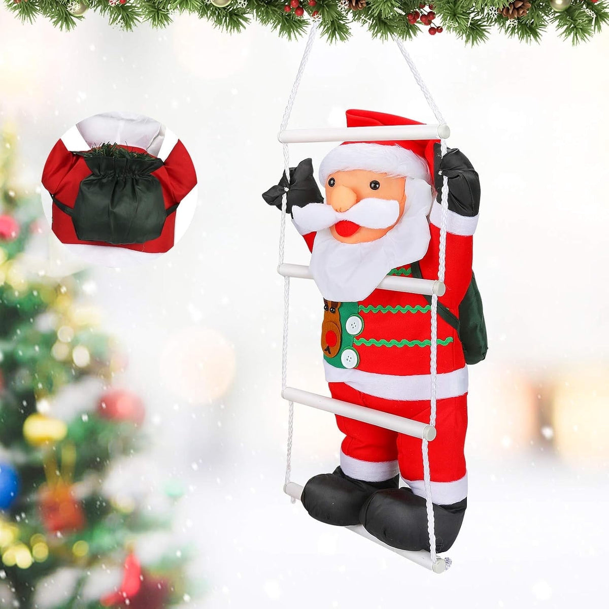 Inadays Christmas Decorations Indoor Holiday Decor XMas Christmas Tree Decorations Hanging Ornaments Decor Santa Swing