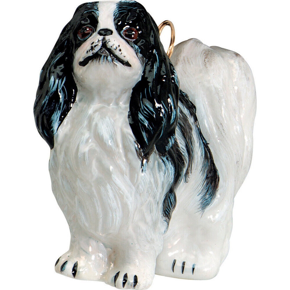Japanese Chin or Spaniel Standing Dog Polish Glass Christmas Ornament Decoration