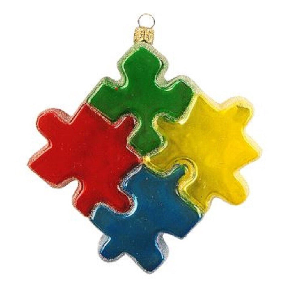 Jigsaw Puzzle Polish Glass Christmas Tree Ornament Toy Game Decoration Poland