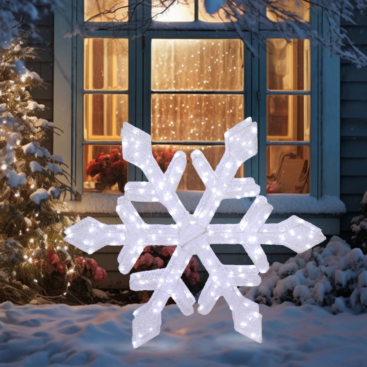 Ktaxon Christmas Snowflakes Lighted Outdoor Decoration Foldable Snow for Holiday Lawn Garden Party