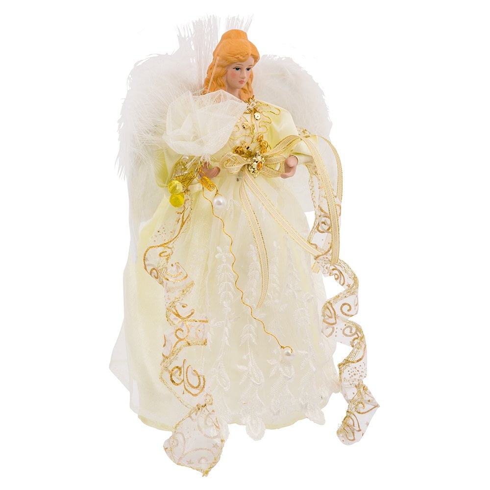 Kurt Adler LED Angel Treetop, 12" Pre-Lit Christmas Tree Decoration